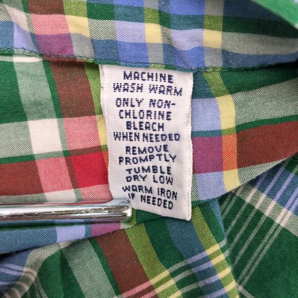 Vtg Ralph Lauren Classic Fit Men's M Green Plaid Button Down Shirt Short Sleeve - Picture 5 of 6